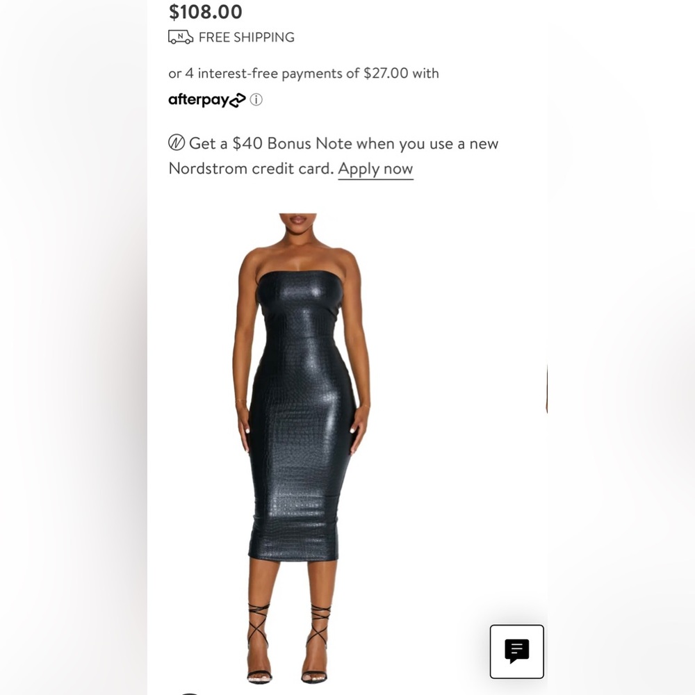 Beautiful black crocodile tube top dress with slit. Purchased at Naked Wardrobe